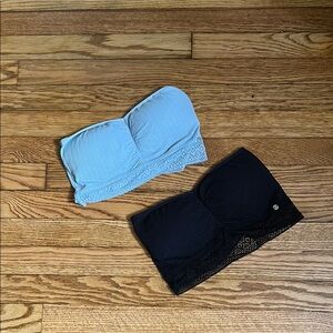 Lucky Brand Lace Trim Bandeau Top Set in Blue and Black